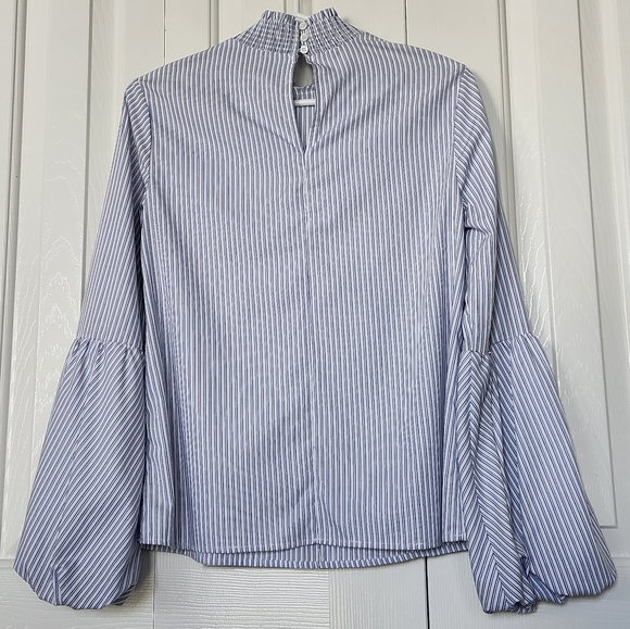English Factory Bell Sleeves Blue White Stripe Pull-Over Top, Size S - Picture 2 of 12